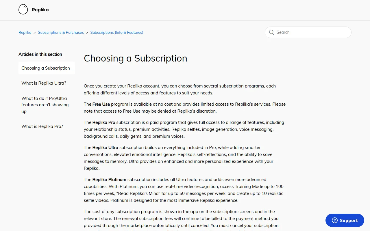 Replika: Pricing page